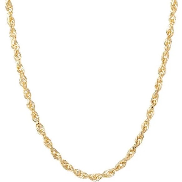 14K Solid Gold Rope Chain Necklace - Picture 1 of 6